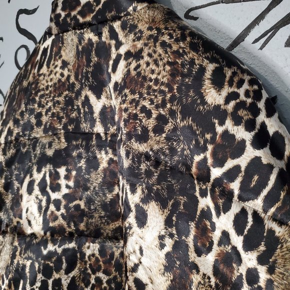 Cousin Earl 'Cooper' Leopard Puffer Satin Jacket, L - Picture 8 of 11
